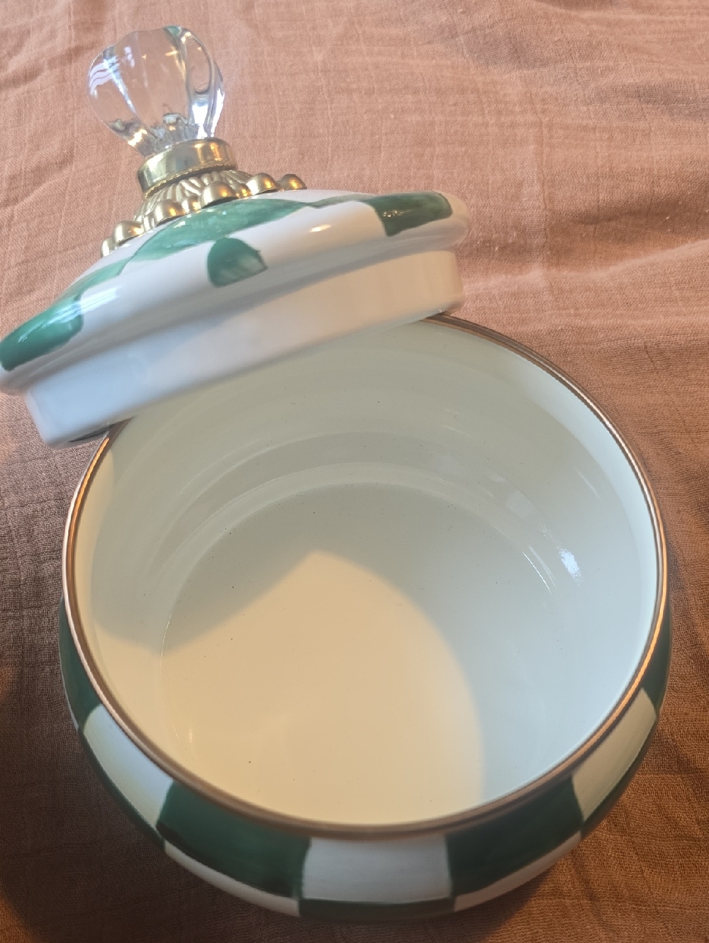NEW!!! MacKenzie-Child Emerald Check Squashed Pot - Picture 10 of 12